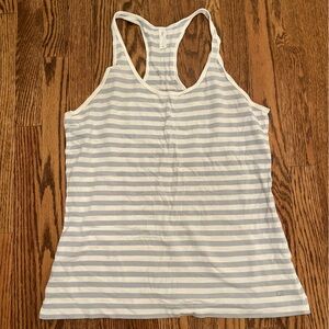 Gapfit light gray & white striped cotton tank Women’s size Large